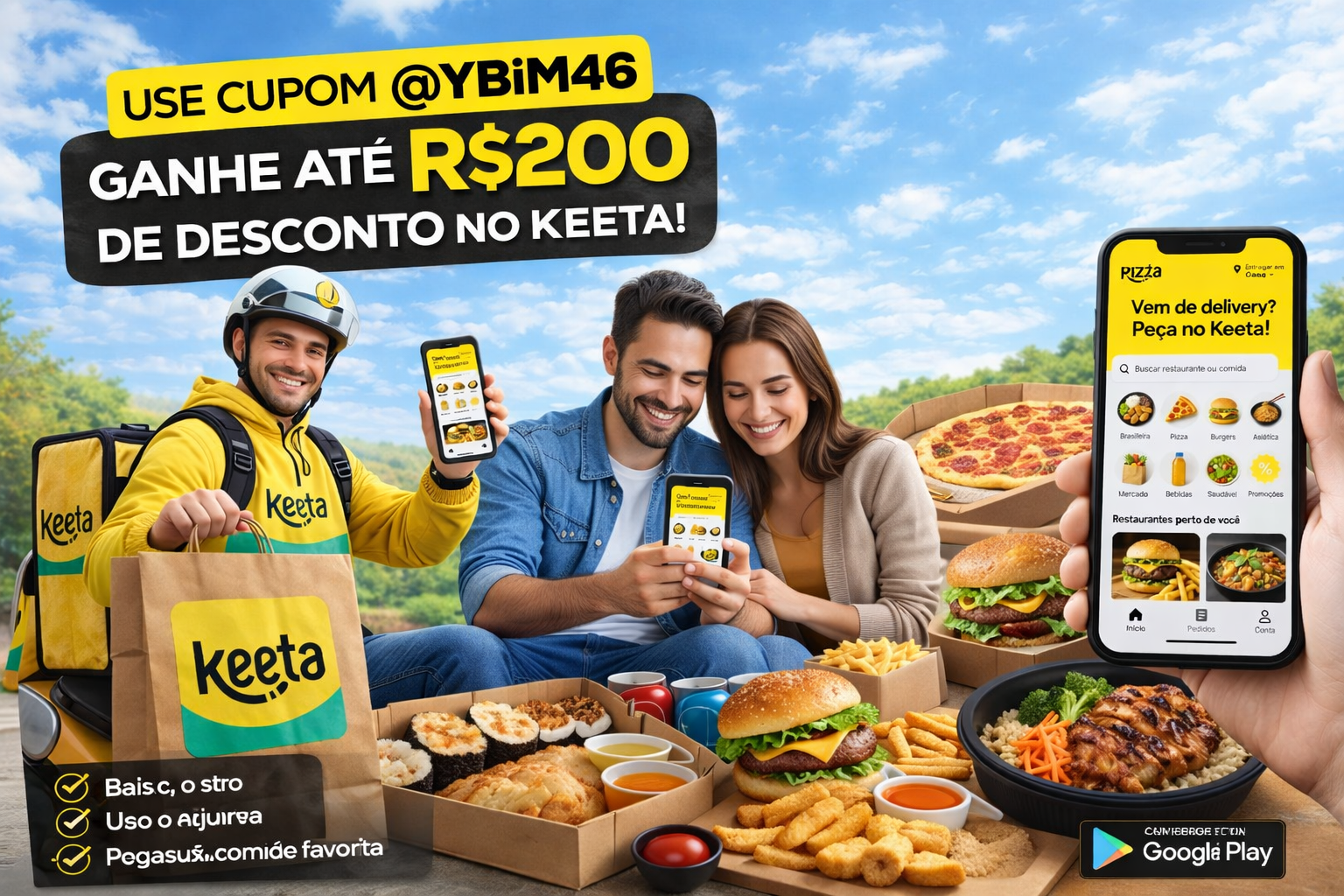 Como usar o cupom Keeta @YBiM46 e pagar mais barato
